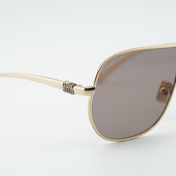 Miu Miu MUA56S 5AK20I Sunglasses Gold Geometric Frame, Purple Brown Lenses main image 4